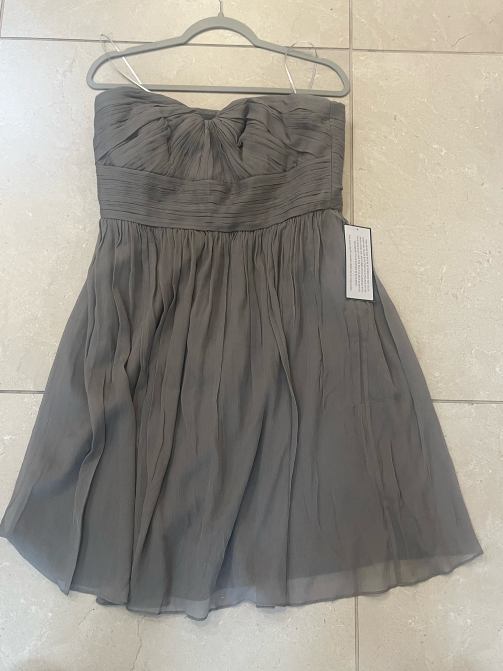 J. Crew Gray Strapless Chiffon Evening Dress